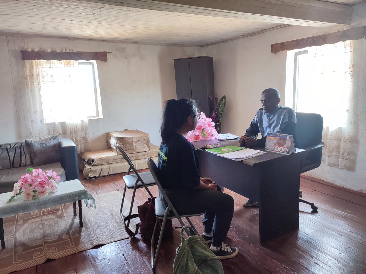 Conducting semi-structured interviews with key people in the Initiative for Food and Nutrition Security in Africa project